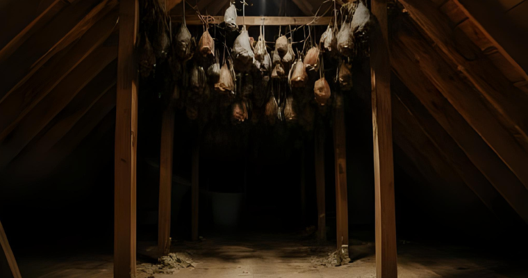 Bats hanging from rafters